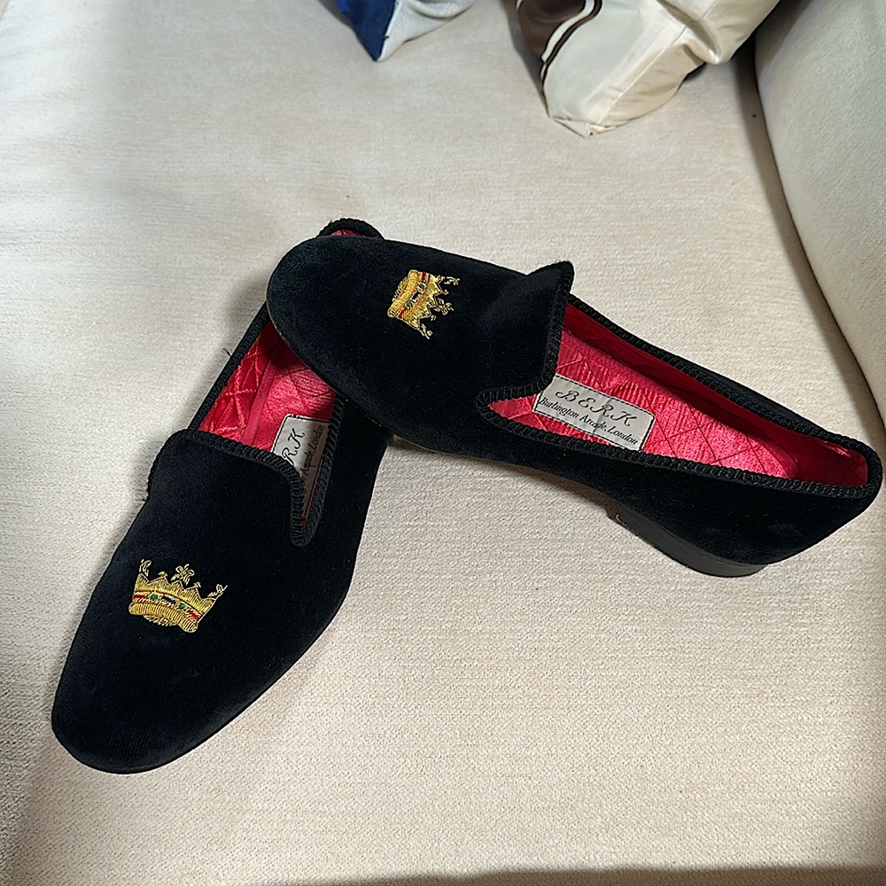 Black Women's Velvet Slippers Loafers Shoes Flats Sz 8
